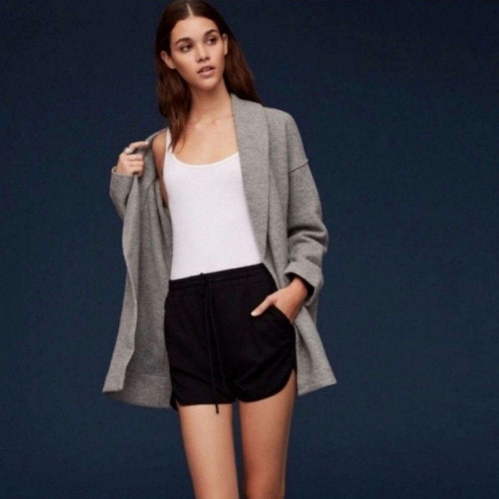 Aritzia FREEMAN 100% Wool Long Line Open Blazer Jacket in grey  XS